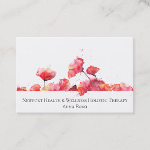 Carte De Visite *~* Aquarelle Florale Moderne Fleur de pavot rouge
