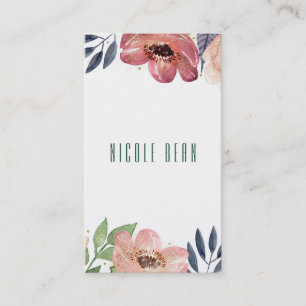 Carte De Visite Aquarelle Florale moderne Fleurs chic élégantes