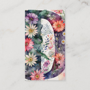 Carte De Visite Aquarelle florale monogramme D Daisy Code QR Logo