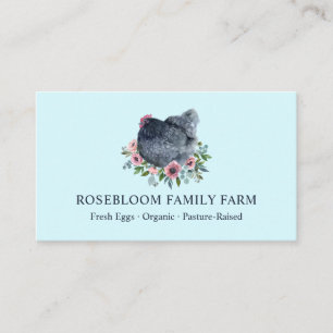 Carte De Visite Aquarelle Florale Poulet Hen Ferme OEufs frais Ble