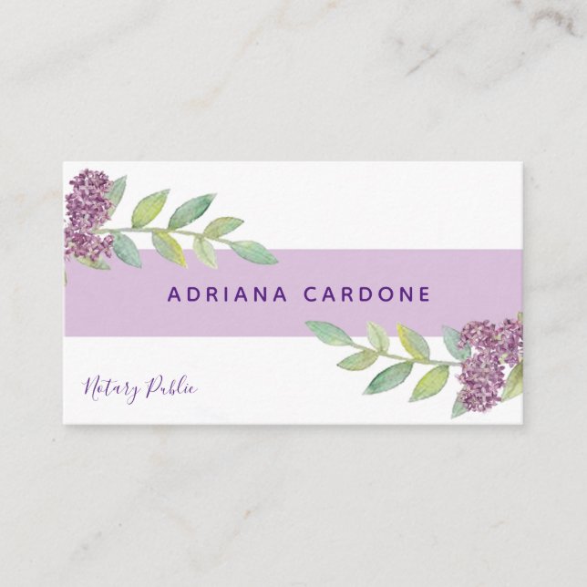 Carte De Visite Aquarelle florale publique de notaire élégante (Devant)