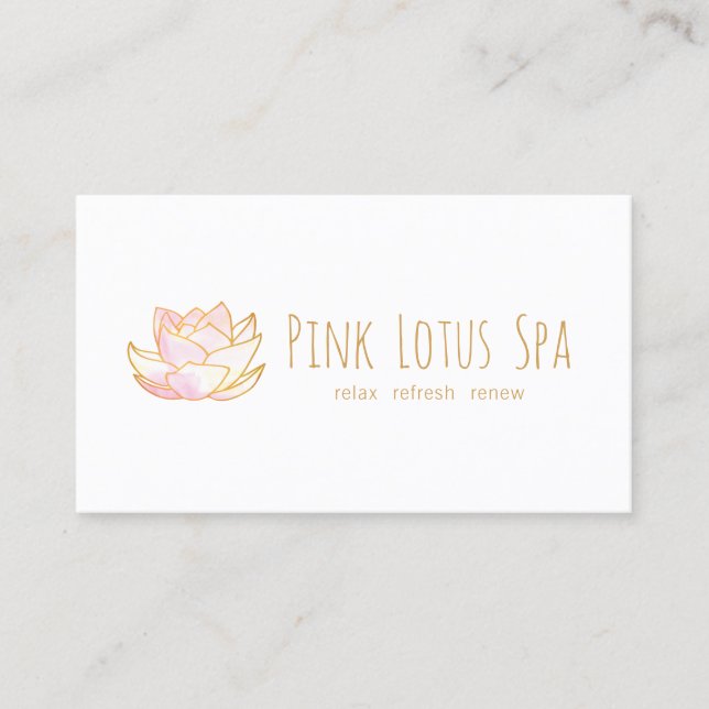 Carte De Visite Aquarelle florale rose artistique Lotus Flower (Devant)