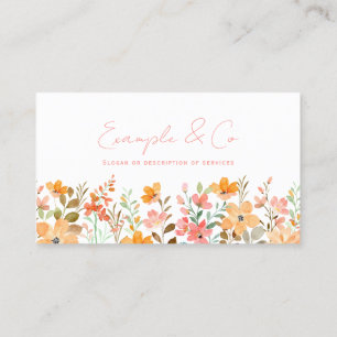 Carte de visite, Aquarelle Florale rose orange