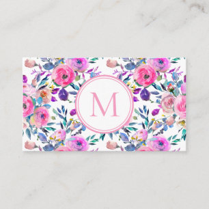 Carte De Visite Aquarelle florale rose sur mesure