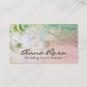 Carte De Visite *~* Aquarelle Florale Turquoise Parties scintillan