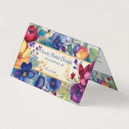 Carte De Visite Aquarelle florale vintage pliée