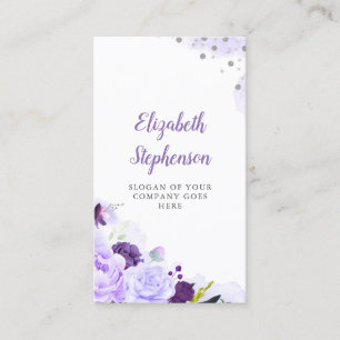 Carte De Visite Aquarelle florale violette Élégante et moderne