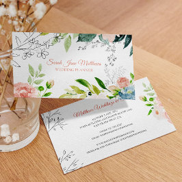 Carte De Visite Aquarelle florale wedding planner moderne