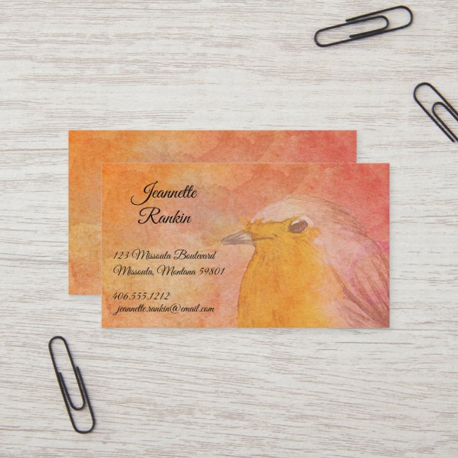 Carte De Visite Aquarelle Flying Bird (Devant/Arrière en situation)