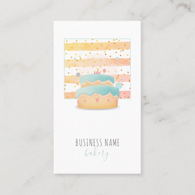 Carte De Visite Aquarelle Gâteau Baker Pâtisserie Chef Cuisine Res (Devant)