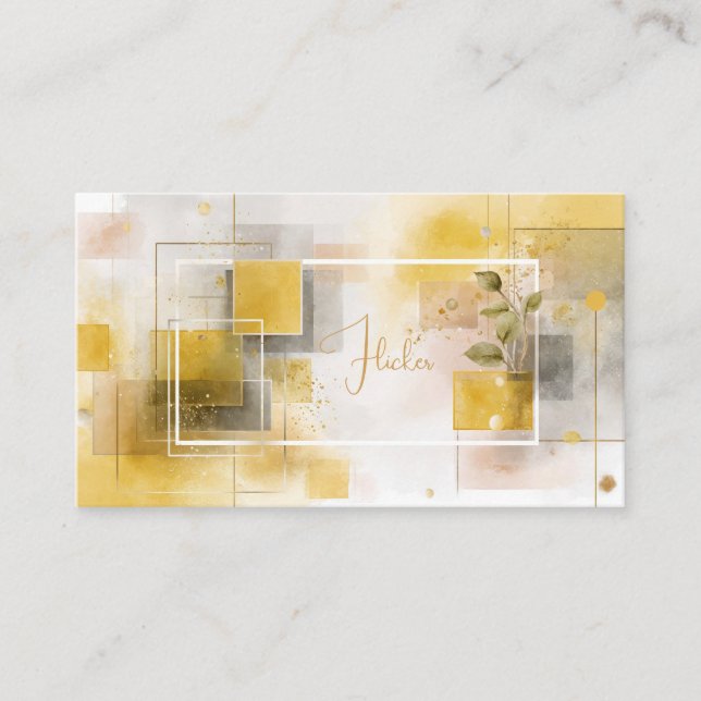 Carte De Visite Aquarelle géométrique Abstraite moderne Or (Devant)