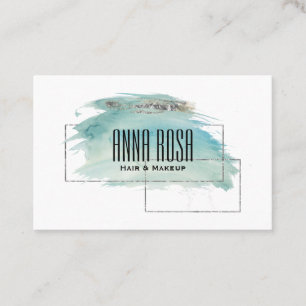 Carte De Visite Aquarelle géométrique argentée de turquoise de *~*