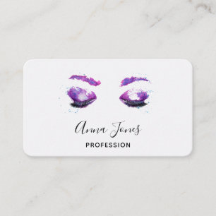 Carte De Visite Aquarelle glamour aux yeux et aux bouillons pourpr