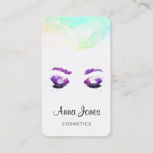 Carte De Visite Aquarelle glamour aux yeux et aux bouillons pourpr