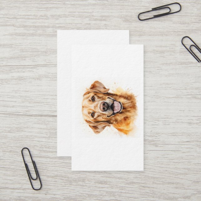 Carte De Visite Aquarelle Golden Labrador Retriever Chien (Devant/Arrière en situation)