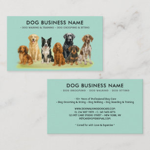 Carte De Visite Aquarelle Green Chien Grossing Sitting Training
