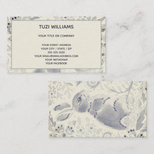 Carte De Visite Aquarelle gris bleu lapin Nature moderne Personnal