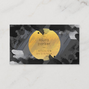 Carte De Visite Aquarelle gris noir Splatter Abstrait moderne