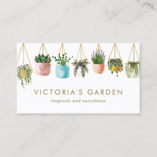 Carte De Visite Aquarelle Hangage Pots de plantes ménagères