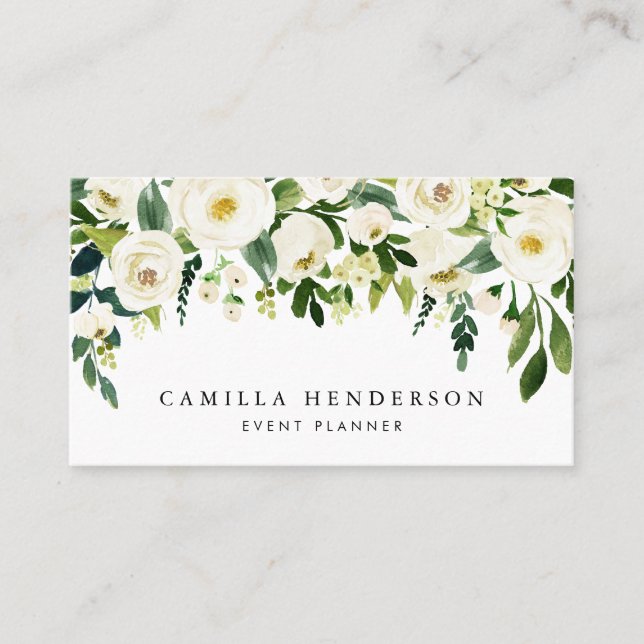 Carte De Visite Aquarelle Hiver Botanique Floral Garland (Devant)
