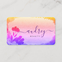 Aquarelle Holgraphie rose et violet Floral