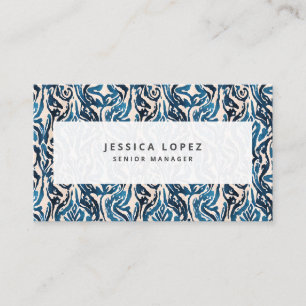 Carte De Visite Aquarelle Ikat Blue Abstraite Générique Profession
