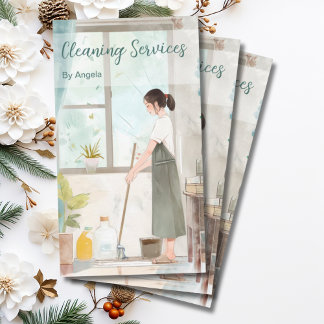 Carte De Visite Aquarelle Illustré Services de nettoyage des domes