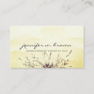 Carte De Visite Aquarelle jaune botanique Huiles essentielles Feui