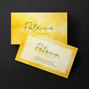 Carte De Visite Aquarelle Jaune Cheveux Braiement Script Typograph