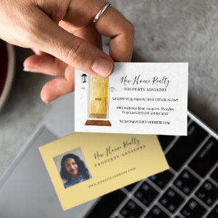 Carte De Visite Aquarelle Jaune Photo de l'immeuble de la porte av