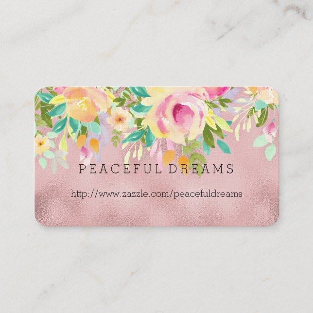 Carte De Visite Aquarelle jolie rose Floral (Devant)