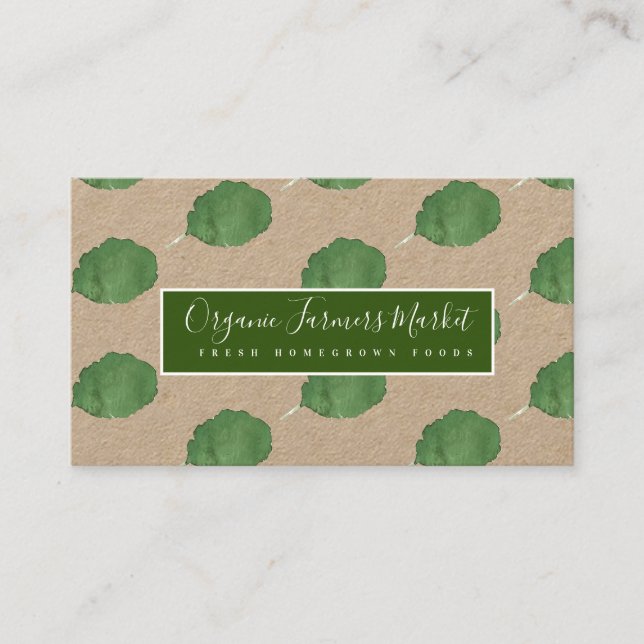 Carte De Visite Aquarelle laitue verte Farmers Marché frais (Devant)