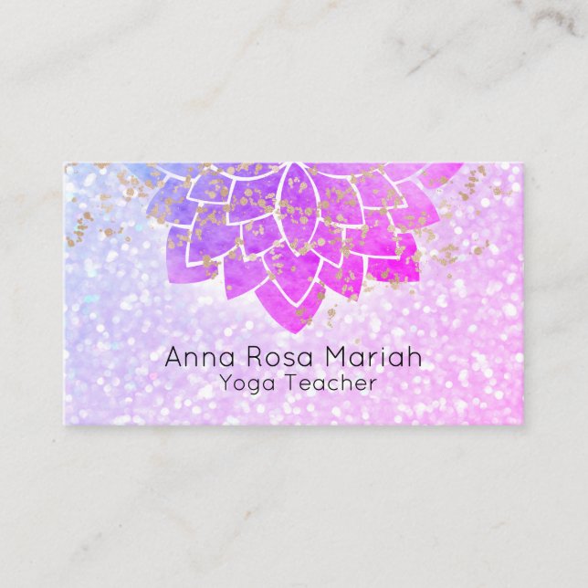 Carte De Visite *~* Aquarelle Lavande Mandala Parties scintillant  (Devant)