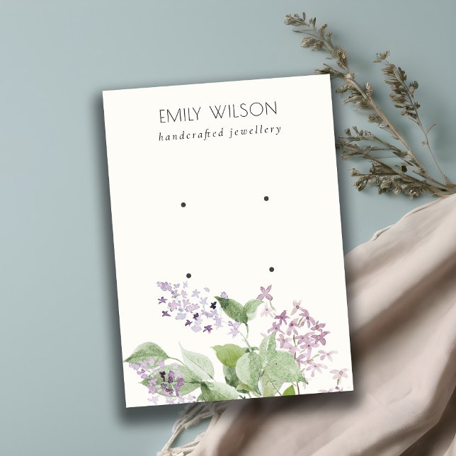 Carte De Visite Aquarelle Lilac douce Floral 2 oreille écran (Créateur téléchargé)