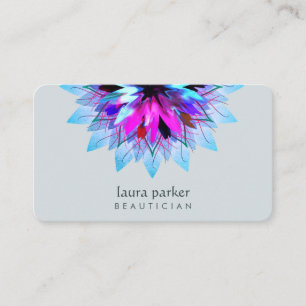 Carte De Visite Aquarelle Lotus Fleur Logo Massage Bleu Yoga