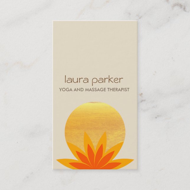 Carte De Visite Aquarelle Lotus Fleur Logo Yoga Santé de guérison (Devant)