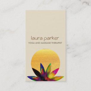 Carte De Visite Aquarelle Lotus Fleur Logo Yoga Santé de guérison