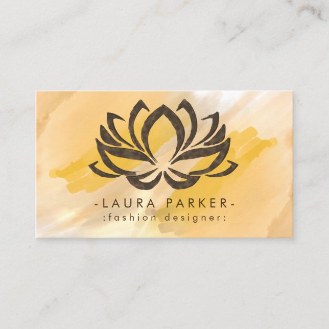 Carte De Visite Aquarelle Lotus Fleur Orange Splatter Abstrait (Devant)