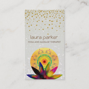 Carte De Visite Aquarelle Lotus Fleur Perle Logo Yoga Guérison
