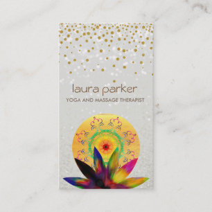 Carte De Visite Aquarelle Lotus Fleur Perle Logo Yoga Guérison