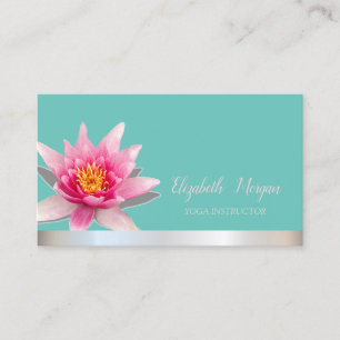 Carte De Visite Aquarelle Lotus Silver Stripe Yoga Turquoise