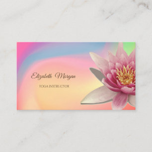 Carte De Visite Aquarelle Lotus, Yoga coloré