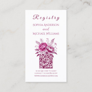 Carte De Visite Aquarelle Magenta Peony - Registre - Lune de miel