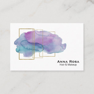 Carte De Visite Aquarelle magenta pourpre d'or Girly géométrique
