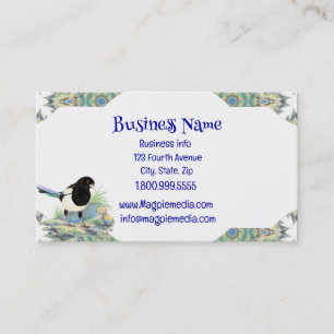 Carte De Visite Aquarelle Magpie Jardin Oiseau Faune Nature Art
