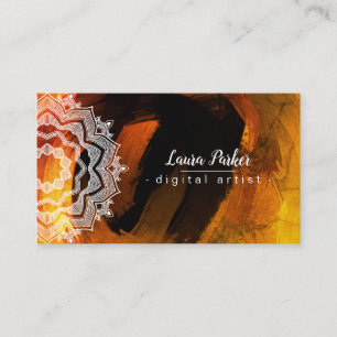 Carte De Visite Aquarelle Mandala Art Abstrait Splatter Stroke
