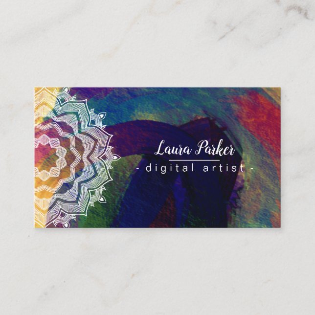 Carte De Visite Aquarelle Mandala Art Abstrait Splatter Stroke (Devant)