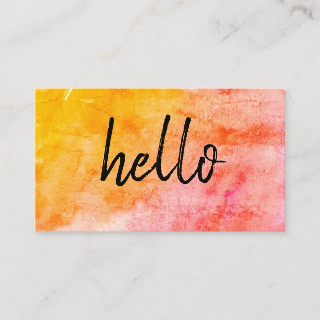 Carte De Visite Aquarelle manuscrite tendance Hello (Devant)