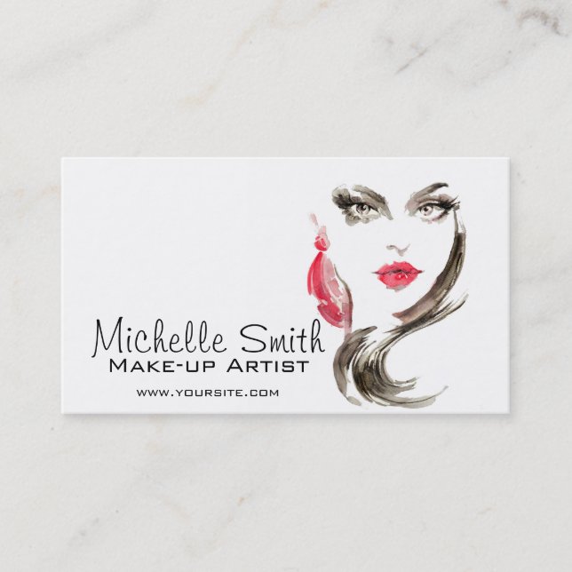 Carte De Visite Aquarelle maquillage visage marque artiste (Devant)