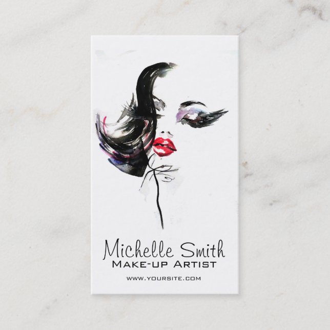 Carte De Visite Aquarelle maquillage visage marque artiste (Devant)